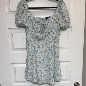 Windsor Blue Floral Puff Sleeve Dress